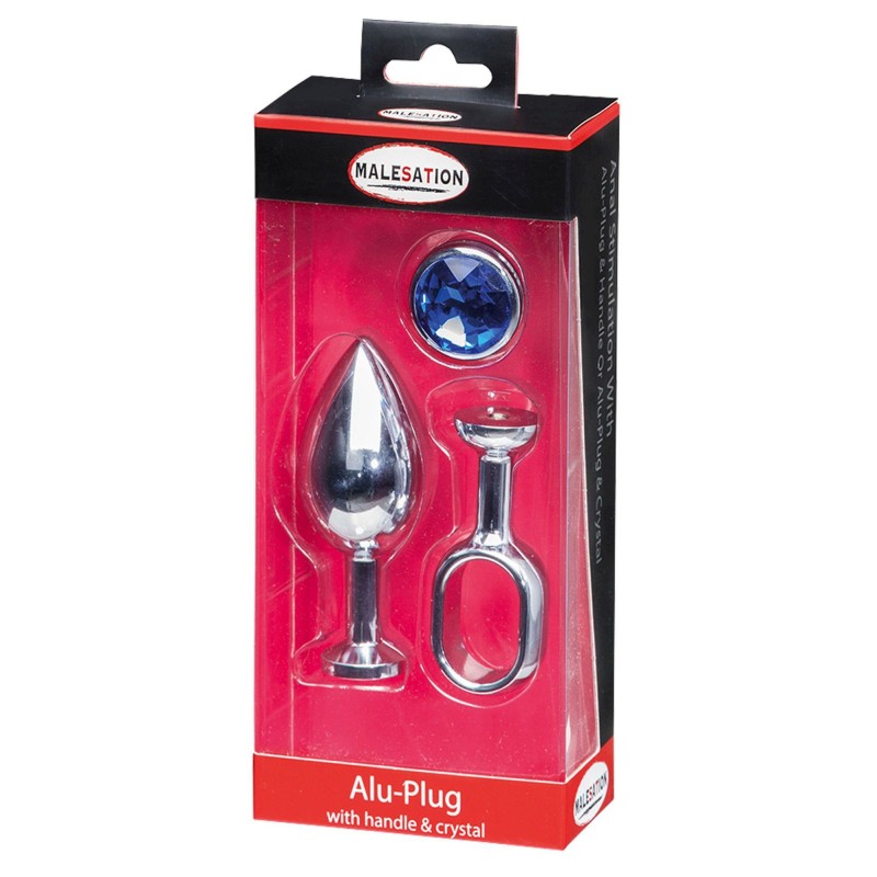 MALESATION Alu-Plug with handle & crystal large, chrome